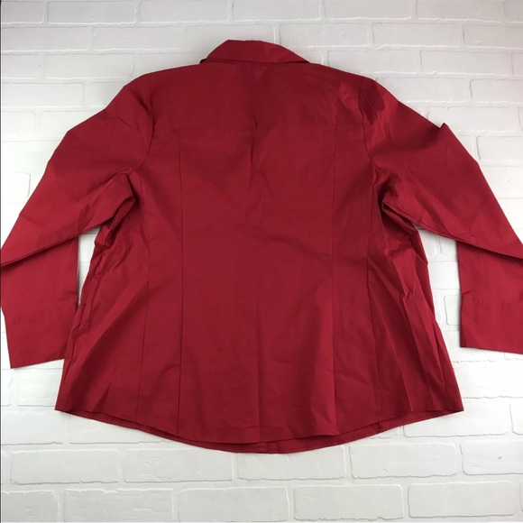 Lane Bryant Sz 26 Red Button Down Stretch Blouse - Picture 7 of 7